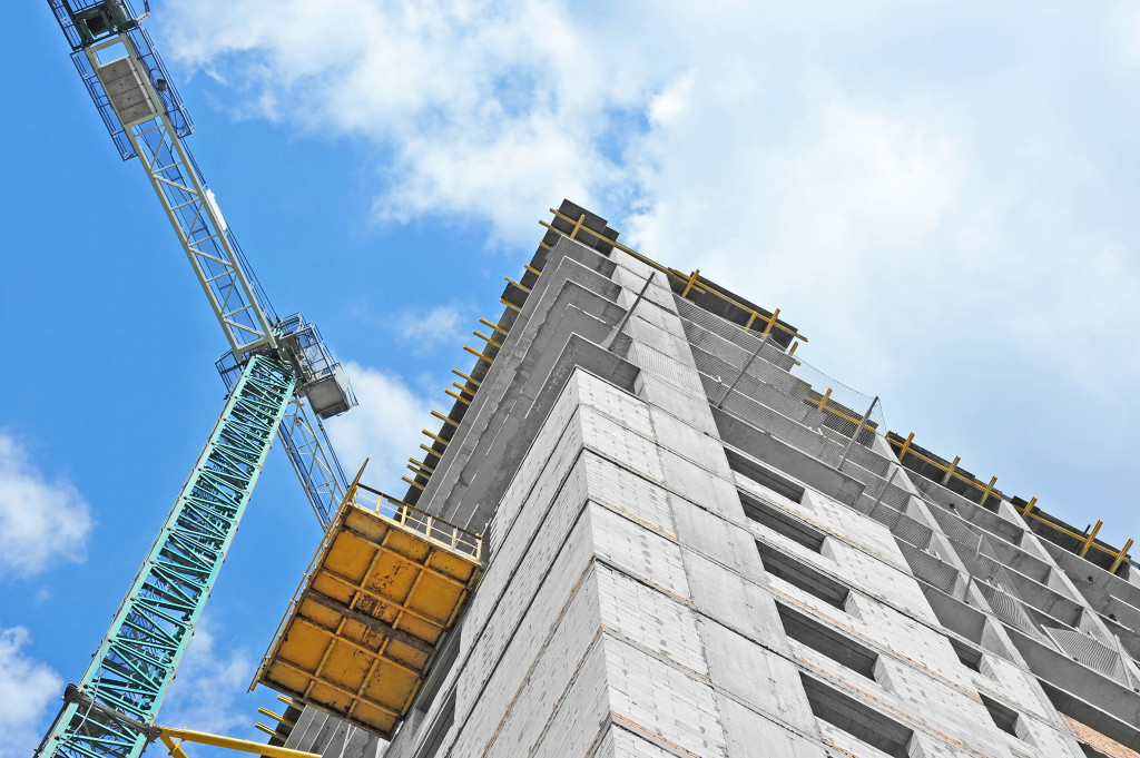 Crane and construction site